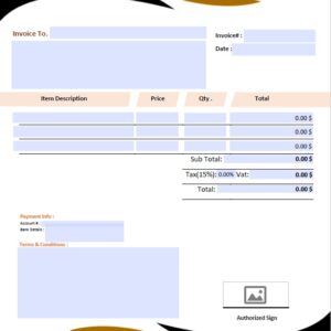 Fillable PDF Sales Invoice Template Design 11 - Automated Calculations