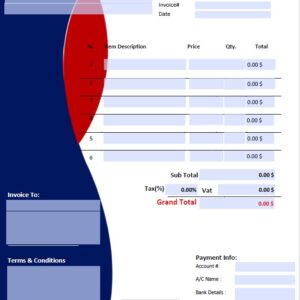 Fillable PDF Sales Invoice Template Design 2 - Automated Calculations
