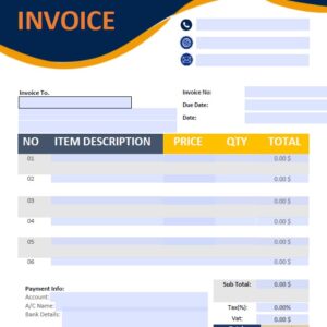 Fillable PDF Sales Invoice Template Design 8 - Automated Calculations
