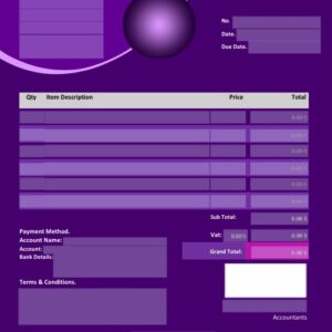 Fillable PDF Sales Invoice Template Design 4 - Automated Calculations