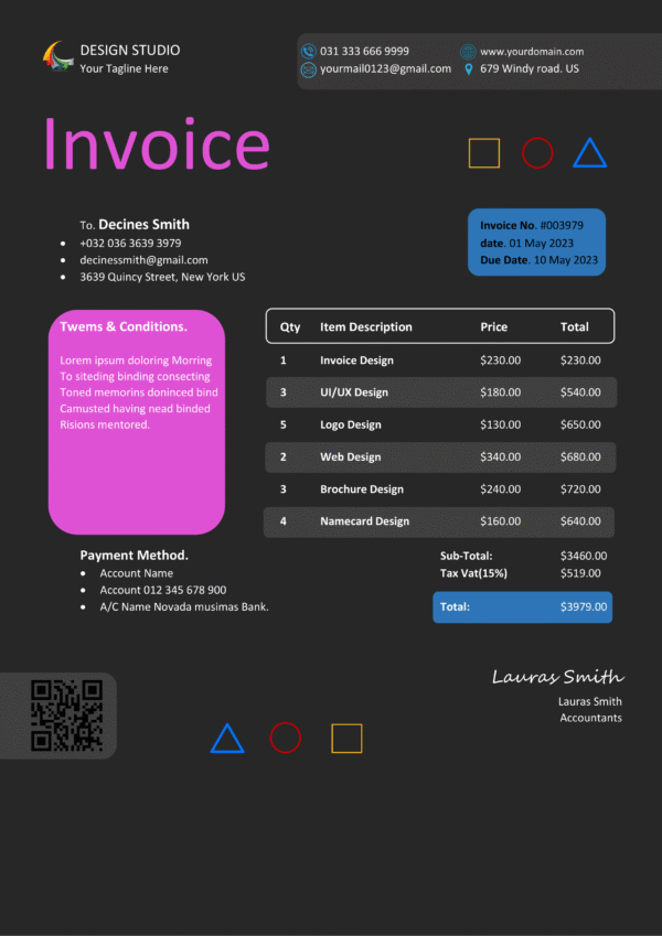 Professional MS Word Sales Invoice Template - Fully Editable & Instant Download