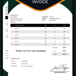 MS Word Invoice Design 20 - Fully Editable & Instant Download