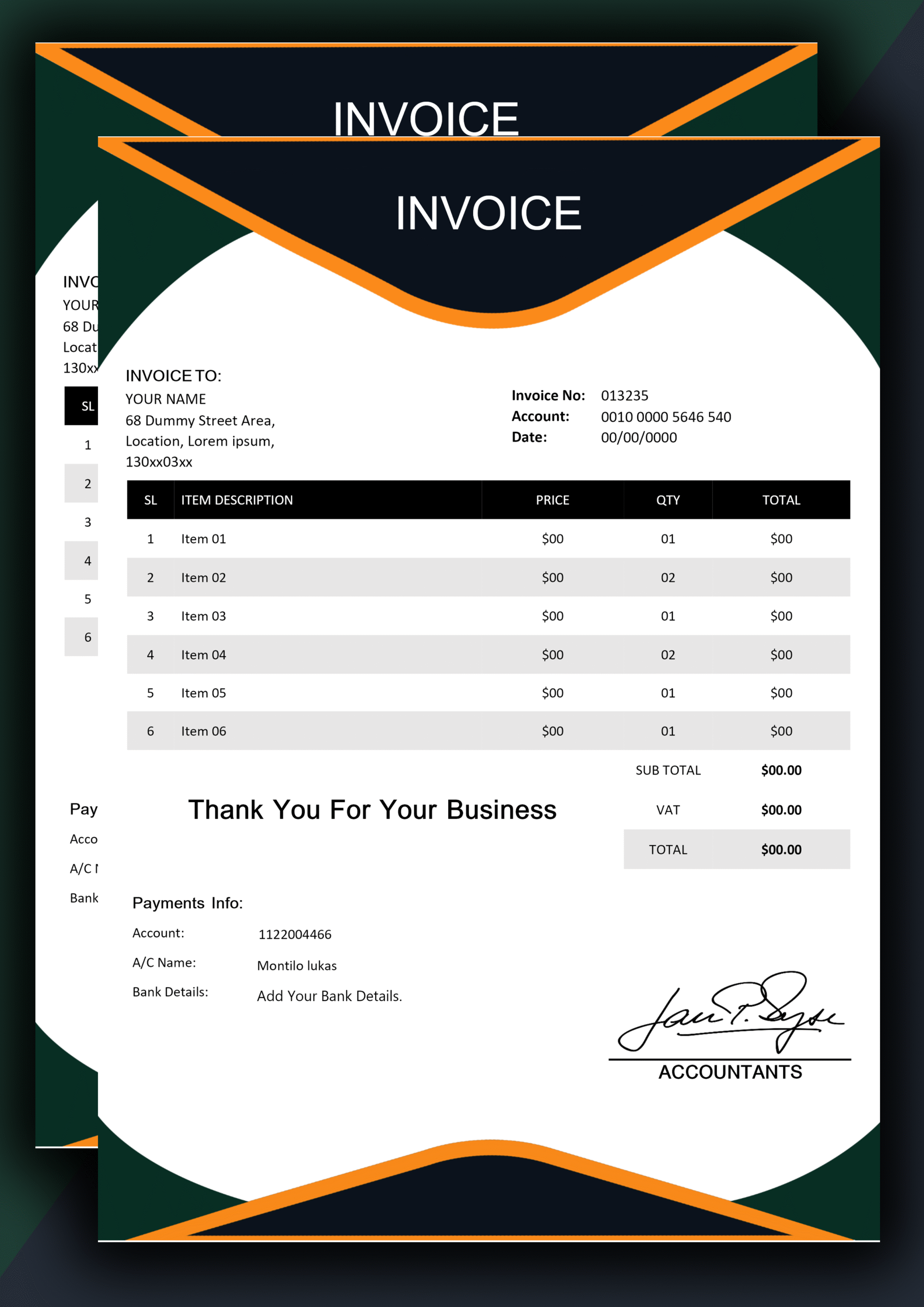 MS Word Invoice Design 20 - Fully Editable & Instant Download
