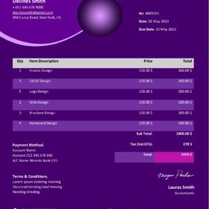 Professional MS Word Sales Invoice Template Design 3 - Fully Editable & Instant Download