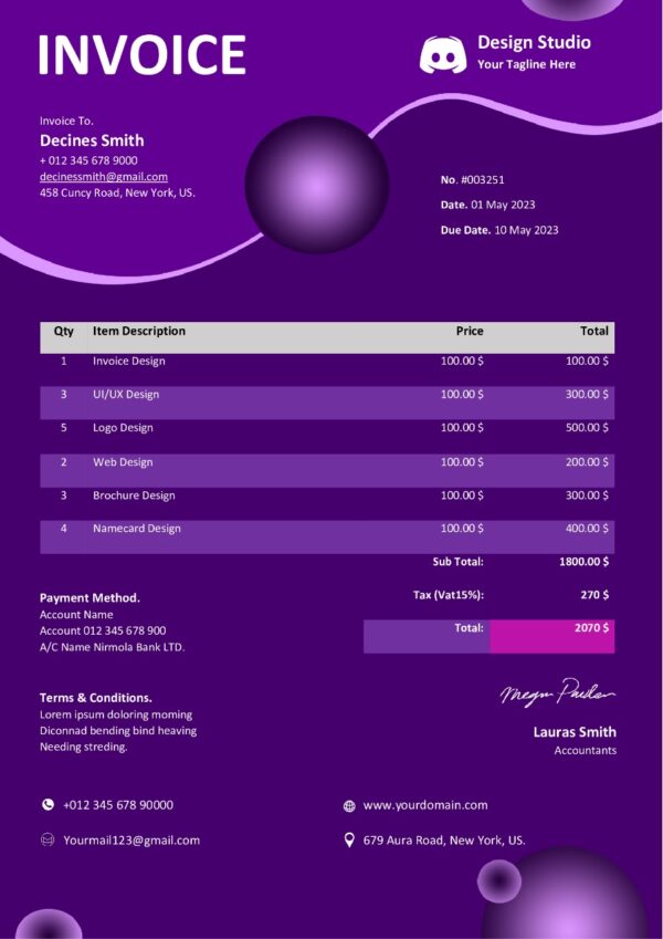 Professional MS Word Sales Invoice Template Design 3 - Fully Editable & Instant Download
