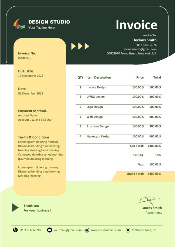 Professional MS Word Sales Invoice Template Design 4 - Fully Editable & Instant Download