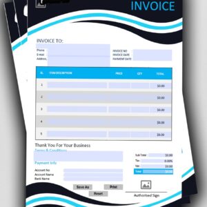 Fillable PDF Sales Invoice Template Design 18 - Fully Editable & Instant Download