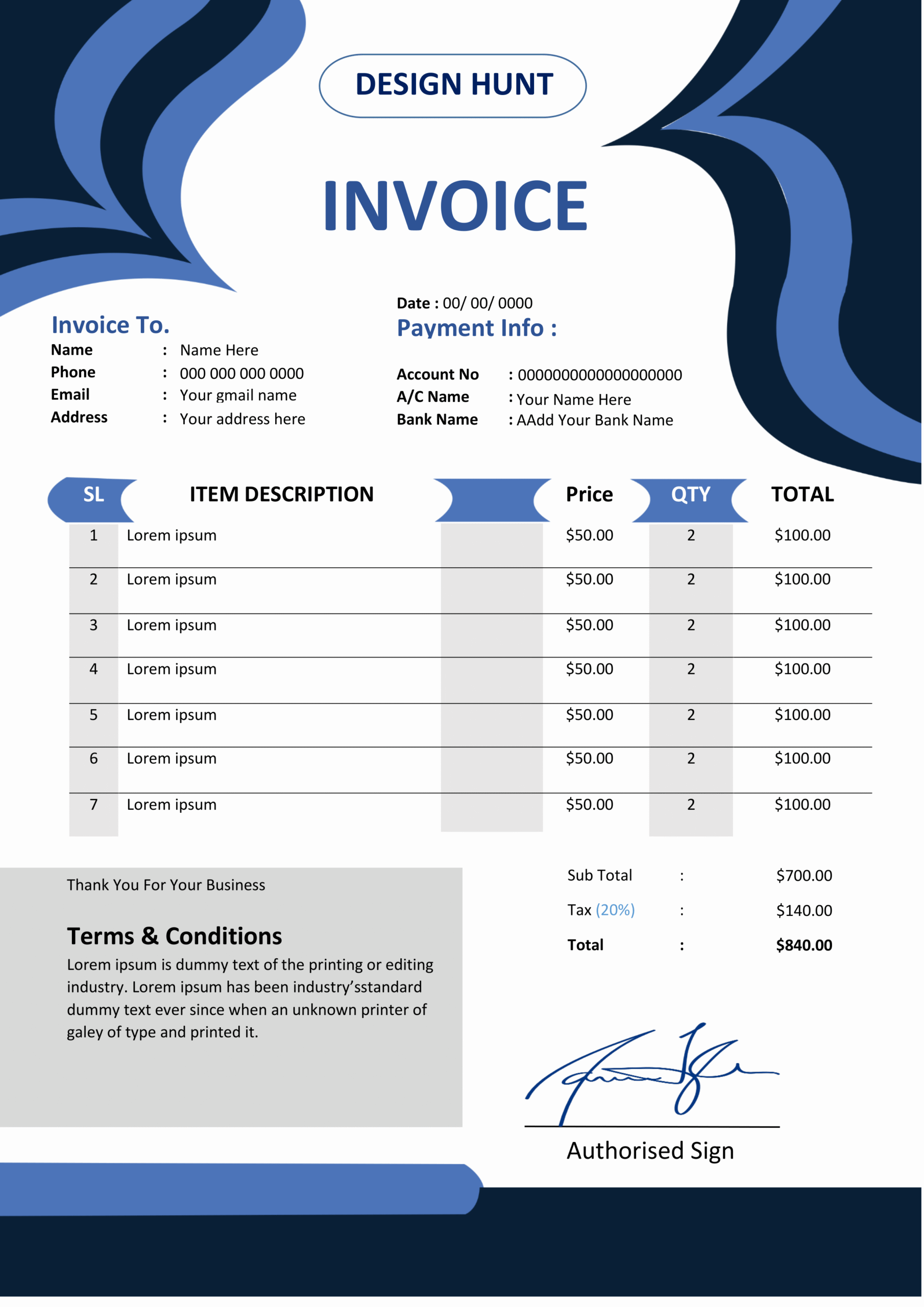 Premium MS Word Sales Invoice Template Design 12 - Fully Editable & Instant Download - Image 3