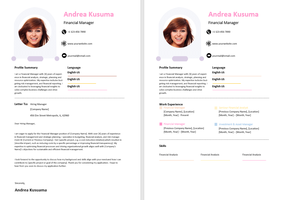 Premium MS Word CL and Resume Template Design 1 - Fully Editable & Instant Download - Image 3