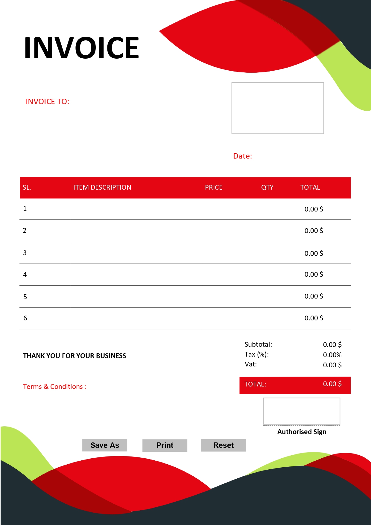 Fillable PDF Sales Invoice Template Design 16 - Fully Editable & Instant Download - Image 2