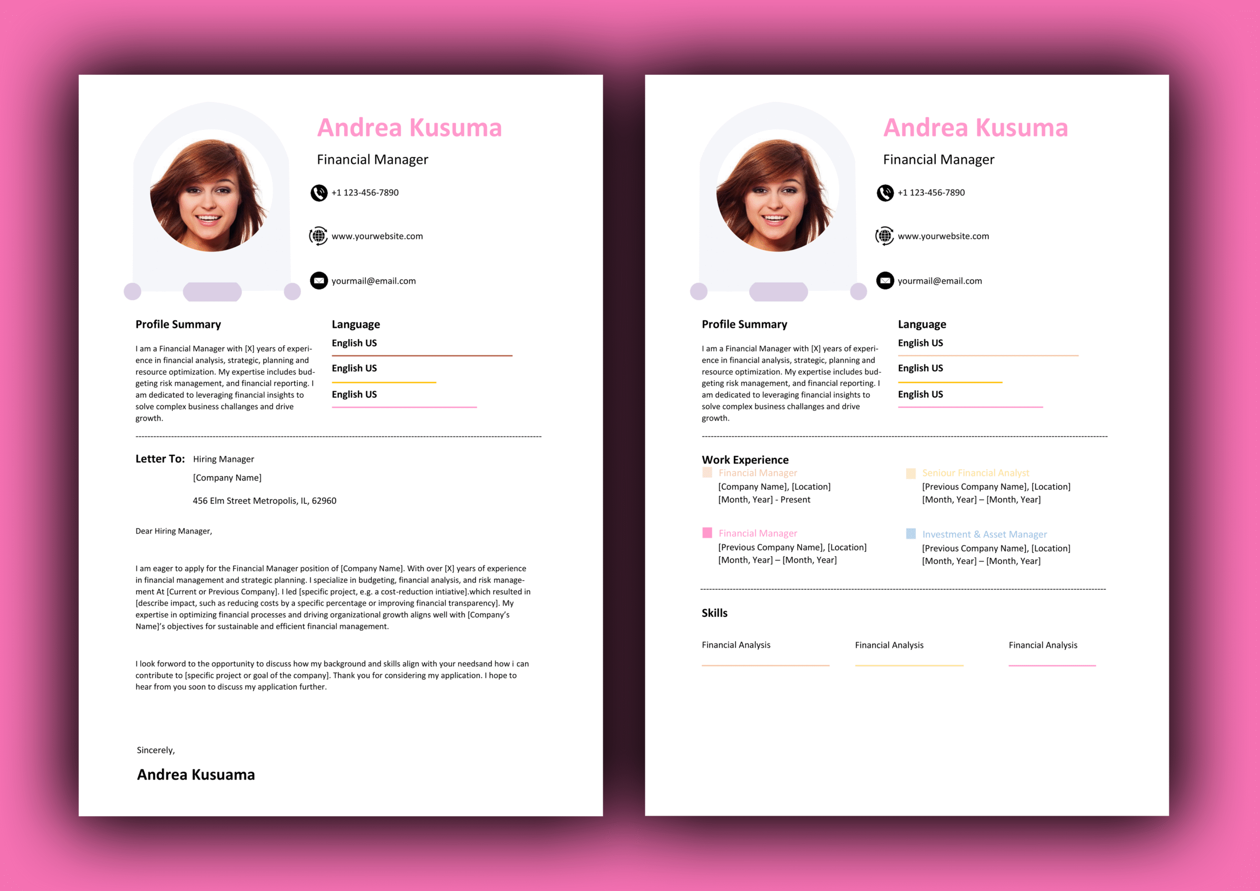 Premium MS Word CV and Resume Template Design 1 - Fully Editable & Instant Download