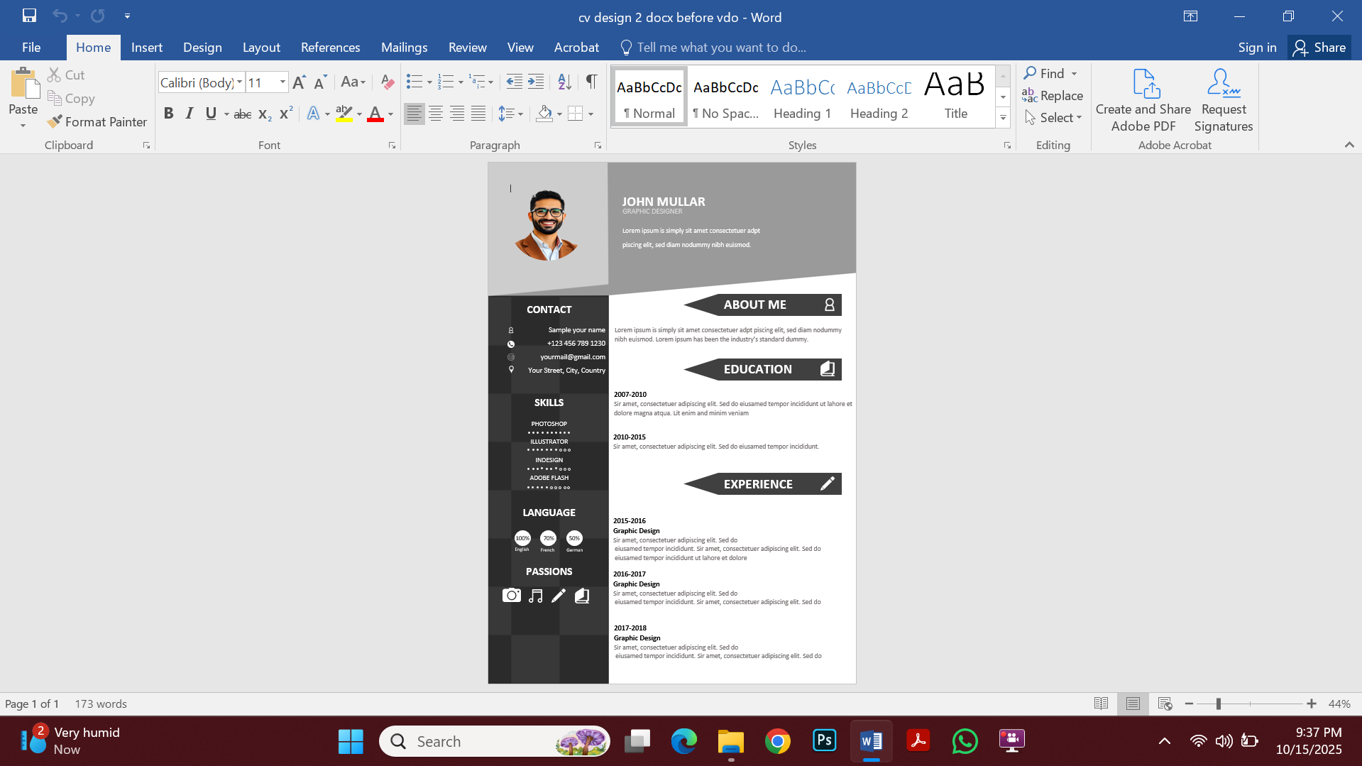 Design 2 CV Template