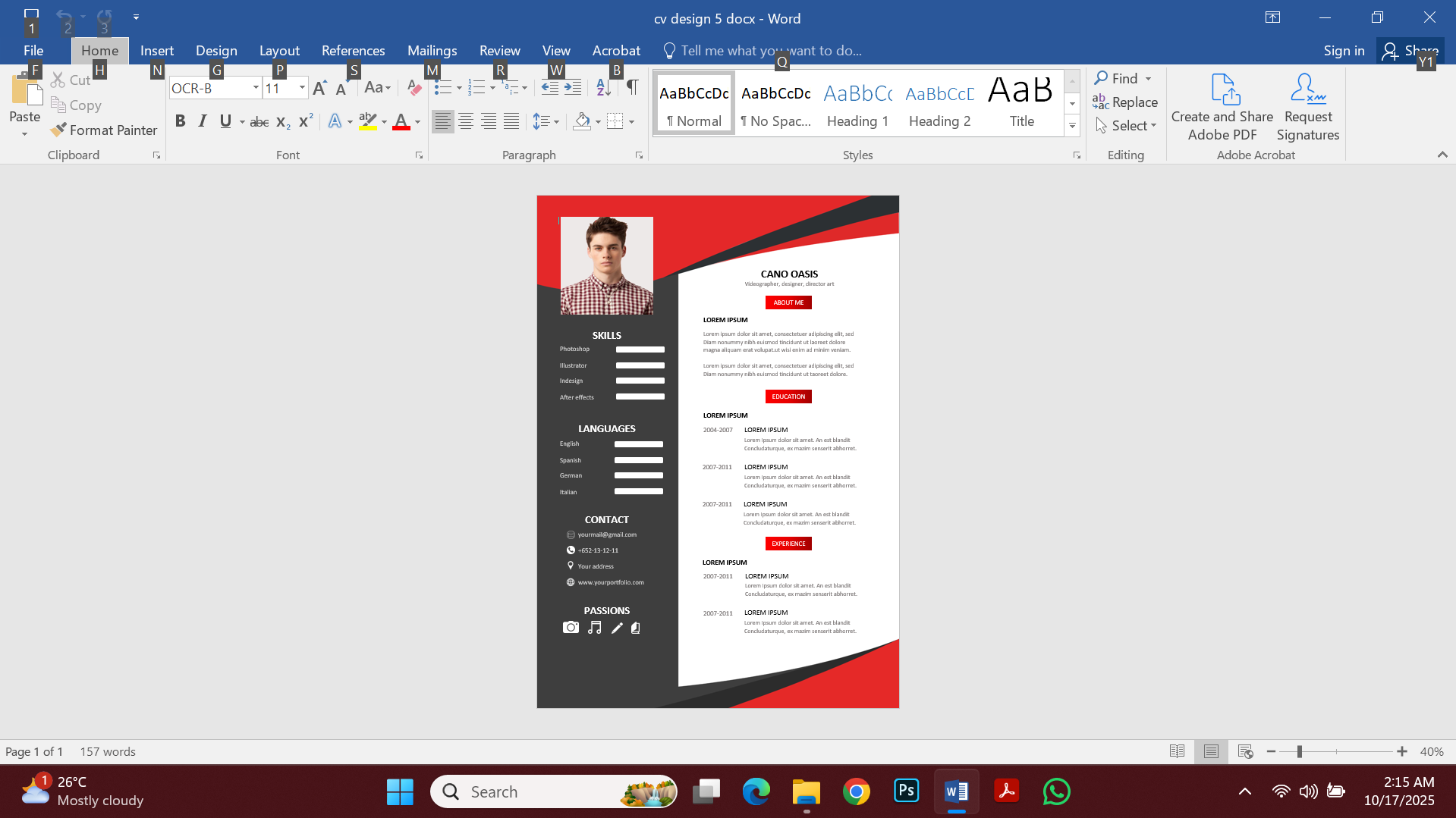 Design 5 CV Template