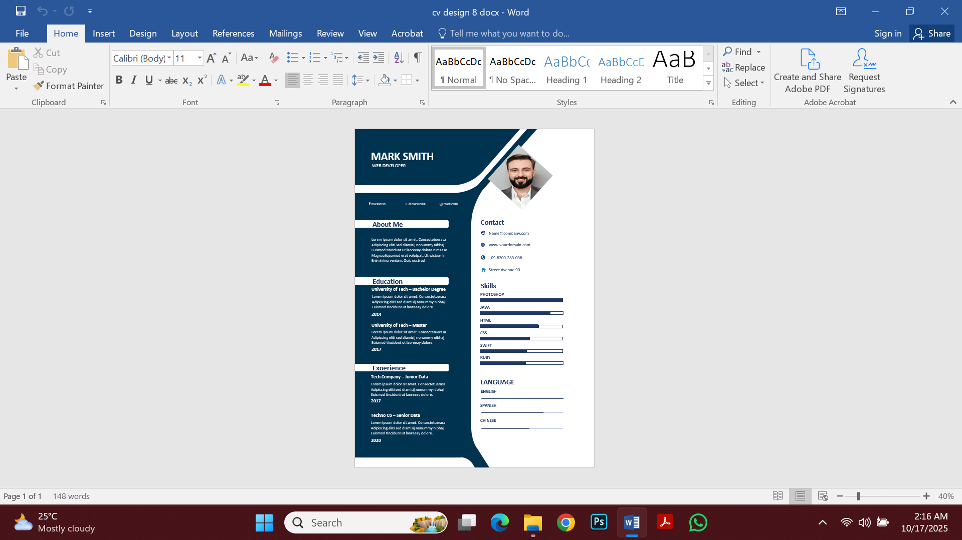 Design 6 CV Template