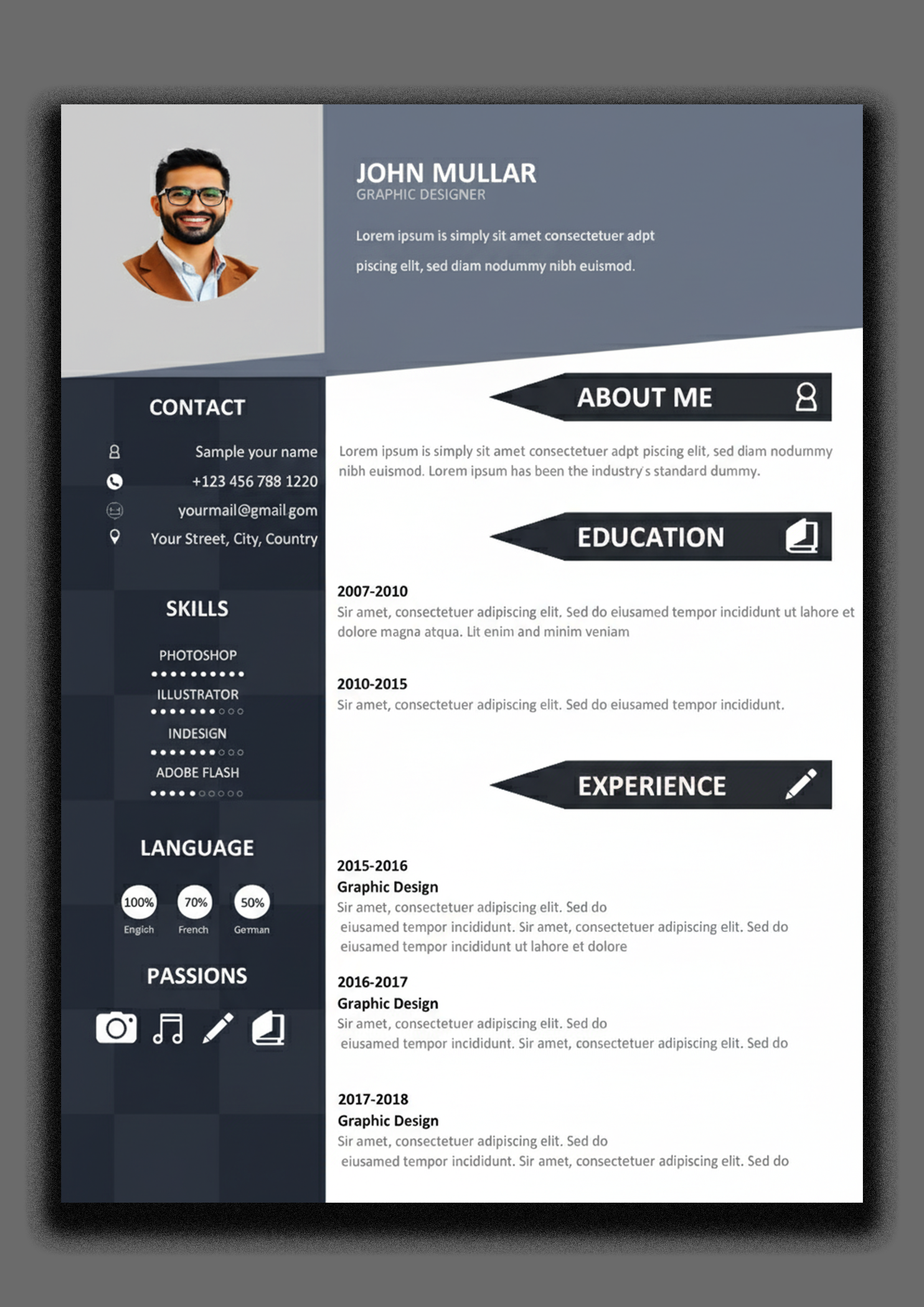Premium MS Word CV Template Design 2 - Fully Editable & Instant Download
