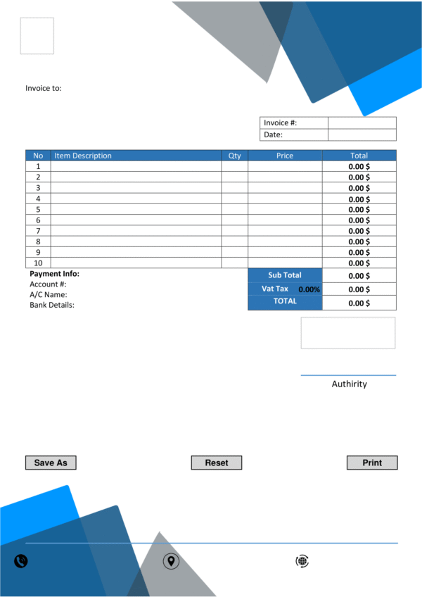 Fillable PDF Sales Invoice Template Design 3 - Automated Calculations - Image 2