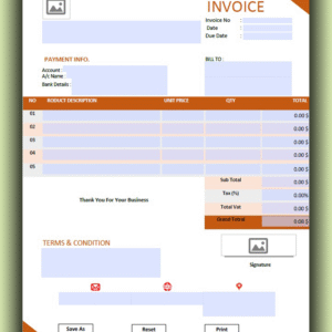 Fillable PDF Sales Invoice Template Design 6 - Automated Calculations