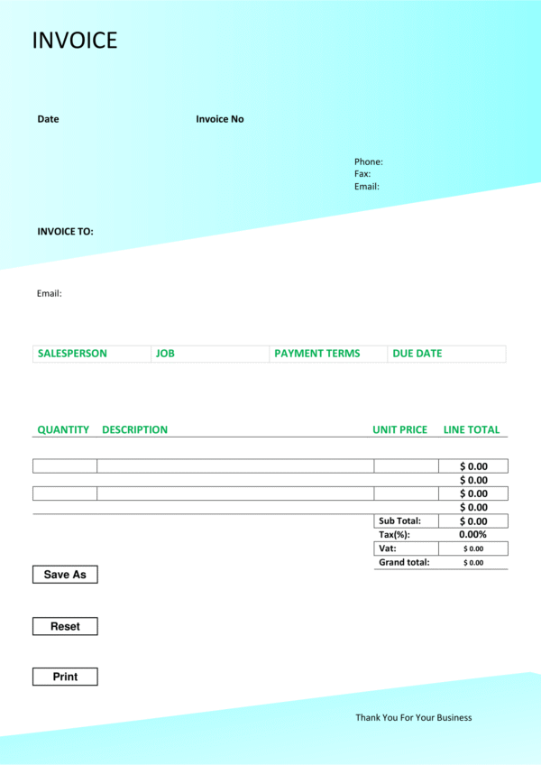 Fillable PDF Sales Invoice Template Design 7 - Automated Calculations - Image 2