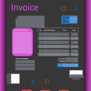 Fillable PDF Sales Invoice Template Design 1 - Automated Calculations