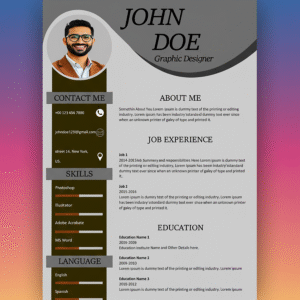 Premium MS Word CV Template Design 1 - Fully Editable & Instant Download