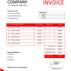 Professional MS Word Sales Invoice Template Design 10 - Fully Editable & Instant Download