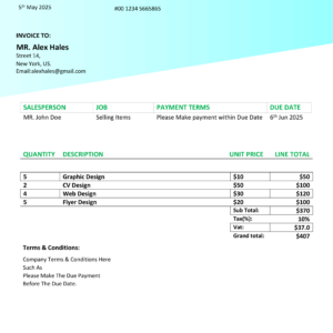 Professional MS Word Sales Invoice Template Design 2 - Fully Editable & Instant Download