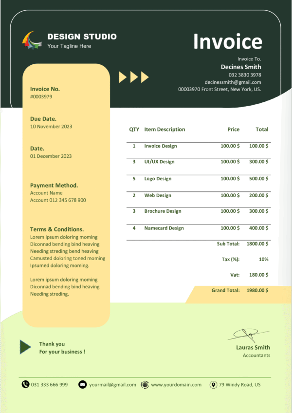 Professional MS Word Sales Invoice Template Design 4 - Fully Editable & Instant Download - Image 2