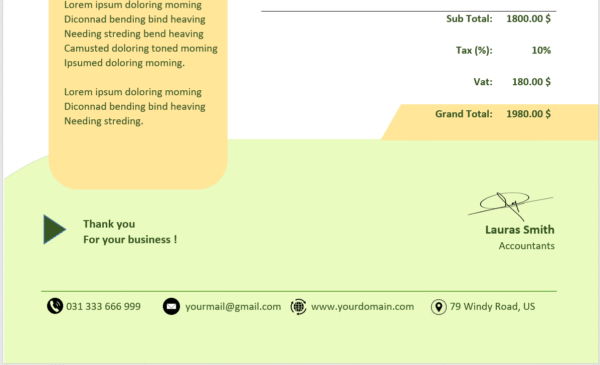 Professional MS Word Sales Invoice Template Design 4 - Fully Editable & Instant Download - Image 3