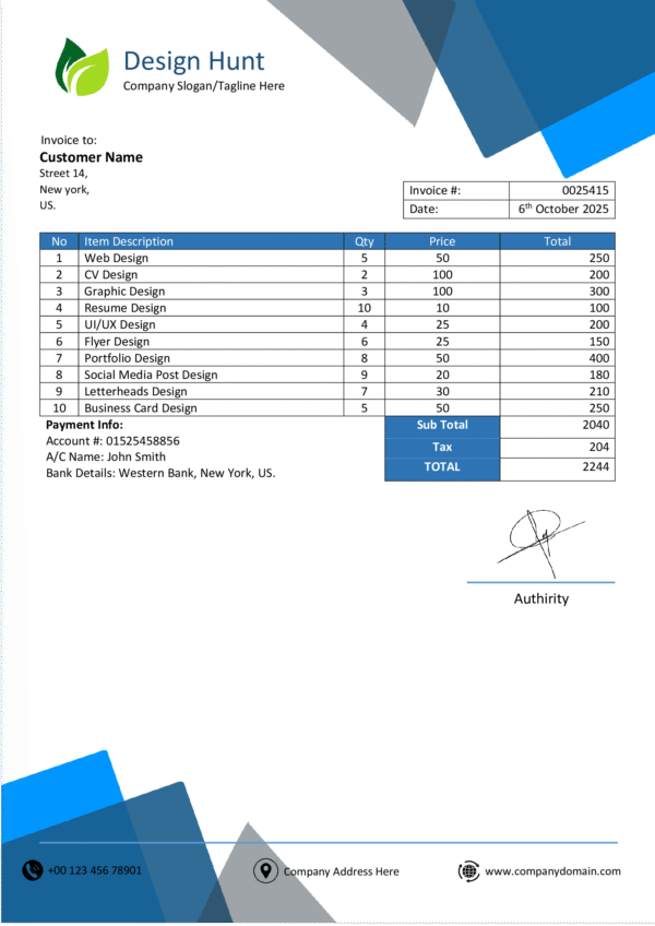 Professional MS Word Sales Invoice Template Design 5 - Fully Editable & Instant Download - Image 2