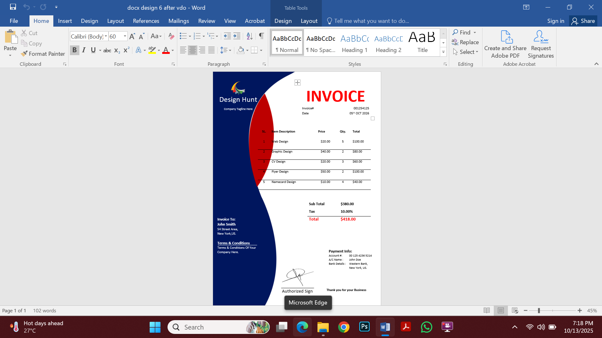 Professional Invoice Template