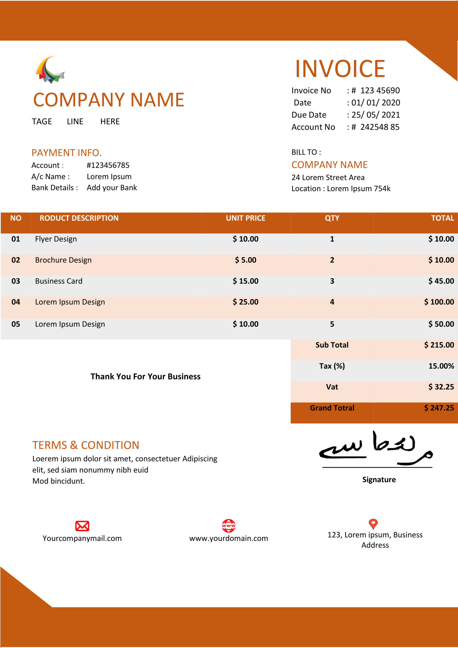 Premium MS Word Sales Invoice Template Design 7 - Fully Editable & Instant Download - Image 3
