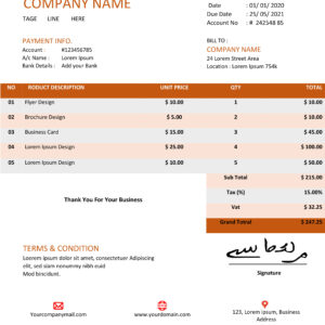 Premium MS Word Sales Invoice Template Design 7 - Fully Editable & Instant Download