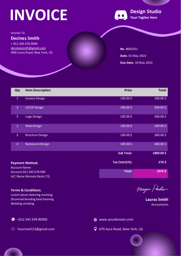 Professional MS Word Sales Invoice Template Design 3 - Fully Editable & Instant Download - Image 2