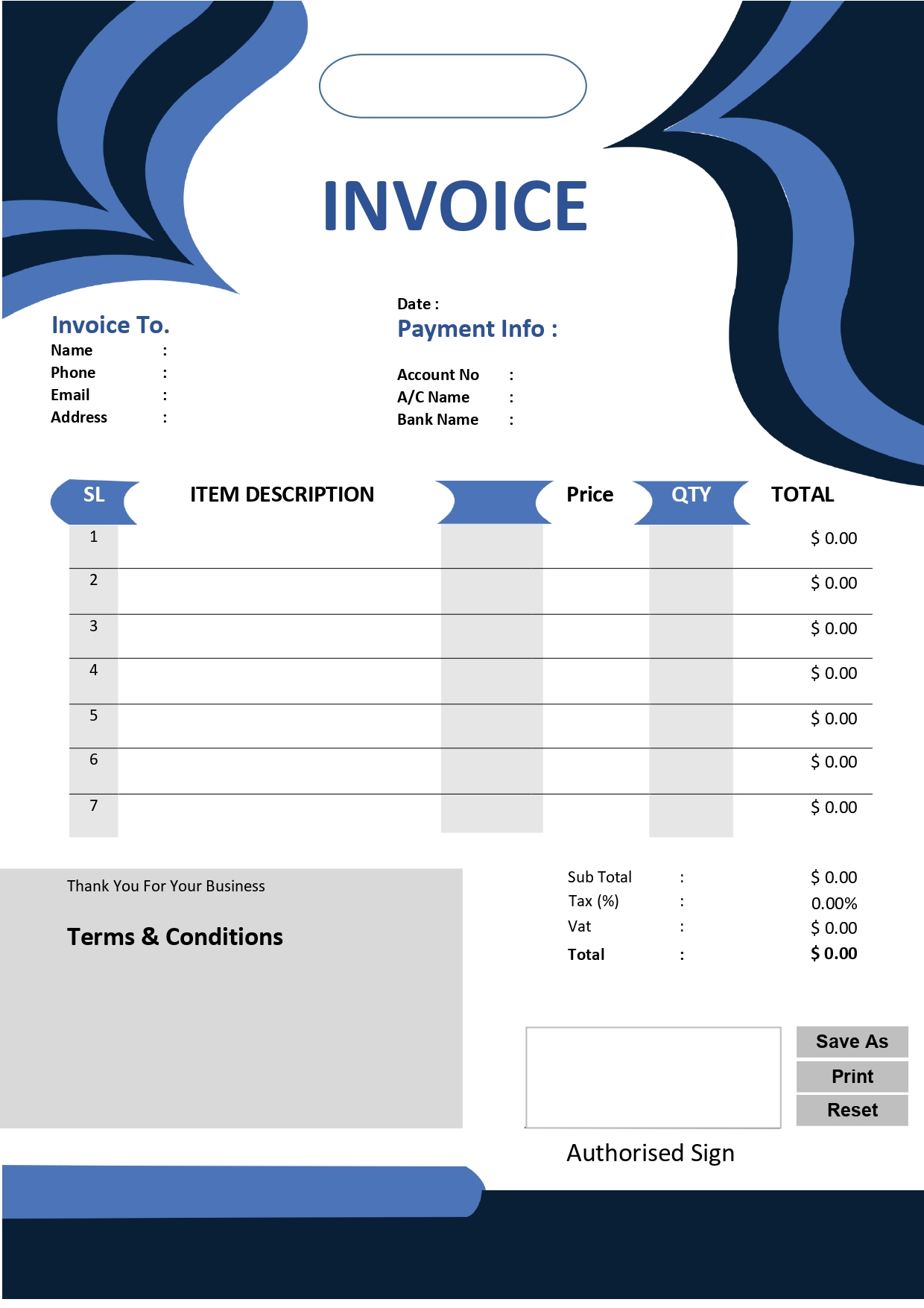 Fillable PDF Sales Invoice Template Design 12 - Fully Editable & Instant Download - Image 2
