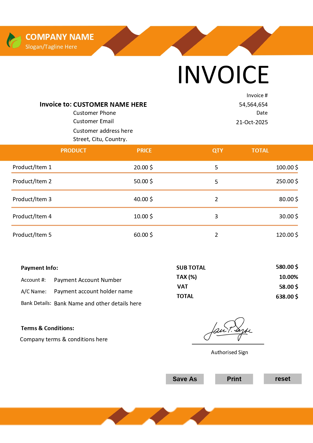 Fillable PDF Sales Invoice Template Design 13 - Fully Editable & Instant Download - Image 3