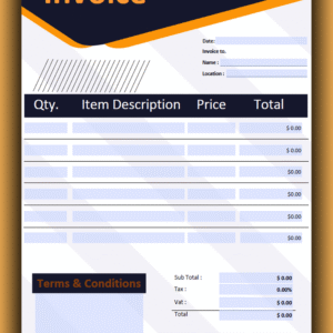 Fillable PDF Sales Invoice Template Design 14 - Fully Editable & Instant Download
