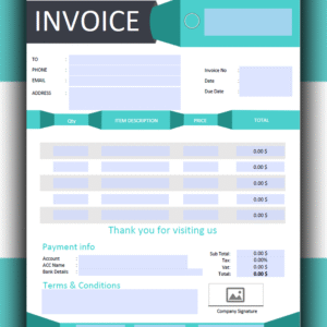 Fillable PDF Sales Invoice Template Design 15 - Fully Editable & Instant Download