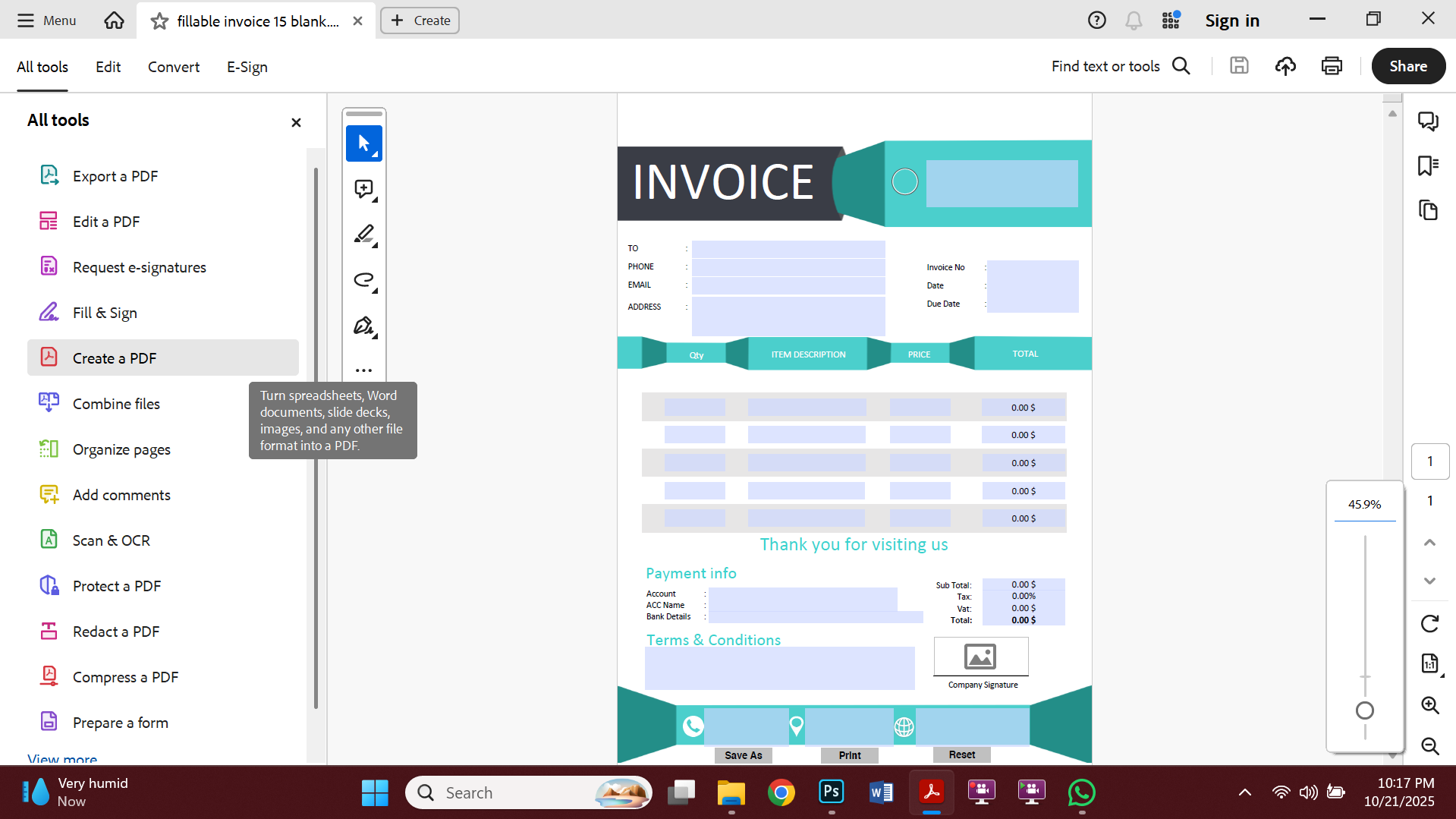 Fillable PDF Sales Invoice Template Design 13