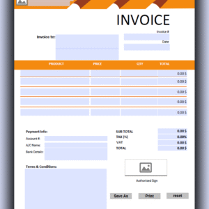 Fillable PDF Sales Invoice Template Design 13 - Fully Editable & Instant Download