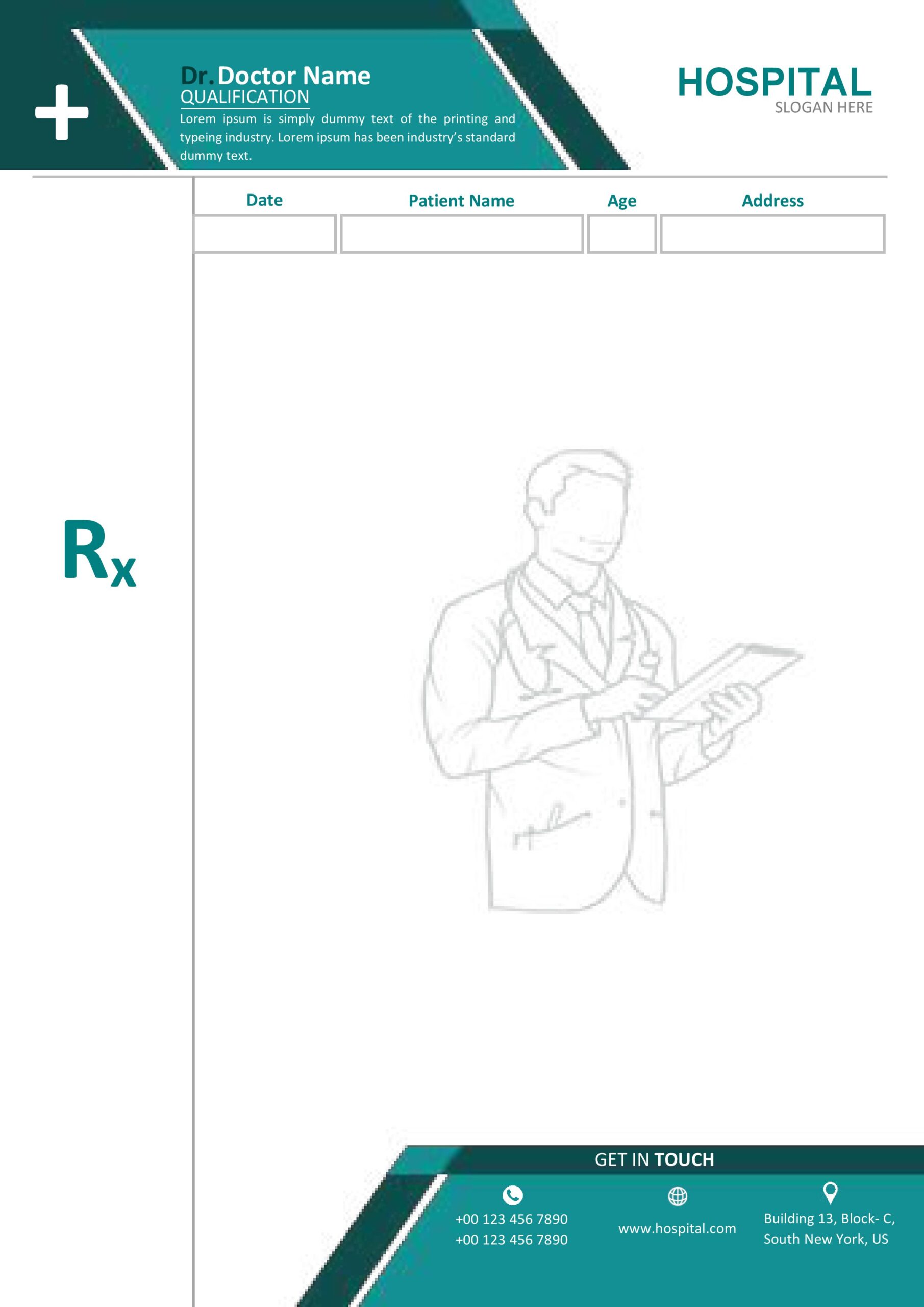MS Word Doctors Pad Prescription Design 1 - Fully Editable & Instant Download - Image 2