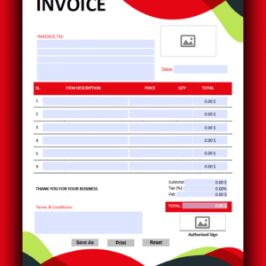 Fillable PDF Sales Invoice Template Design 16 - Fully Editable & Instant Download