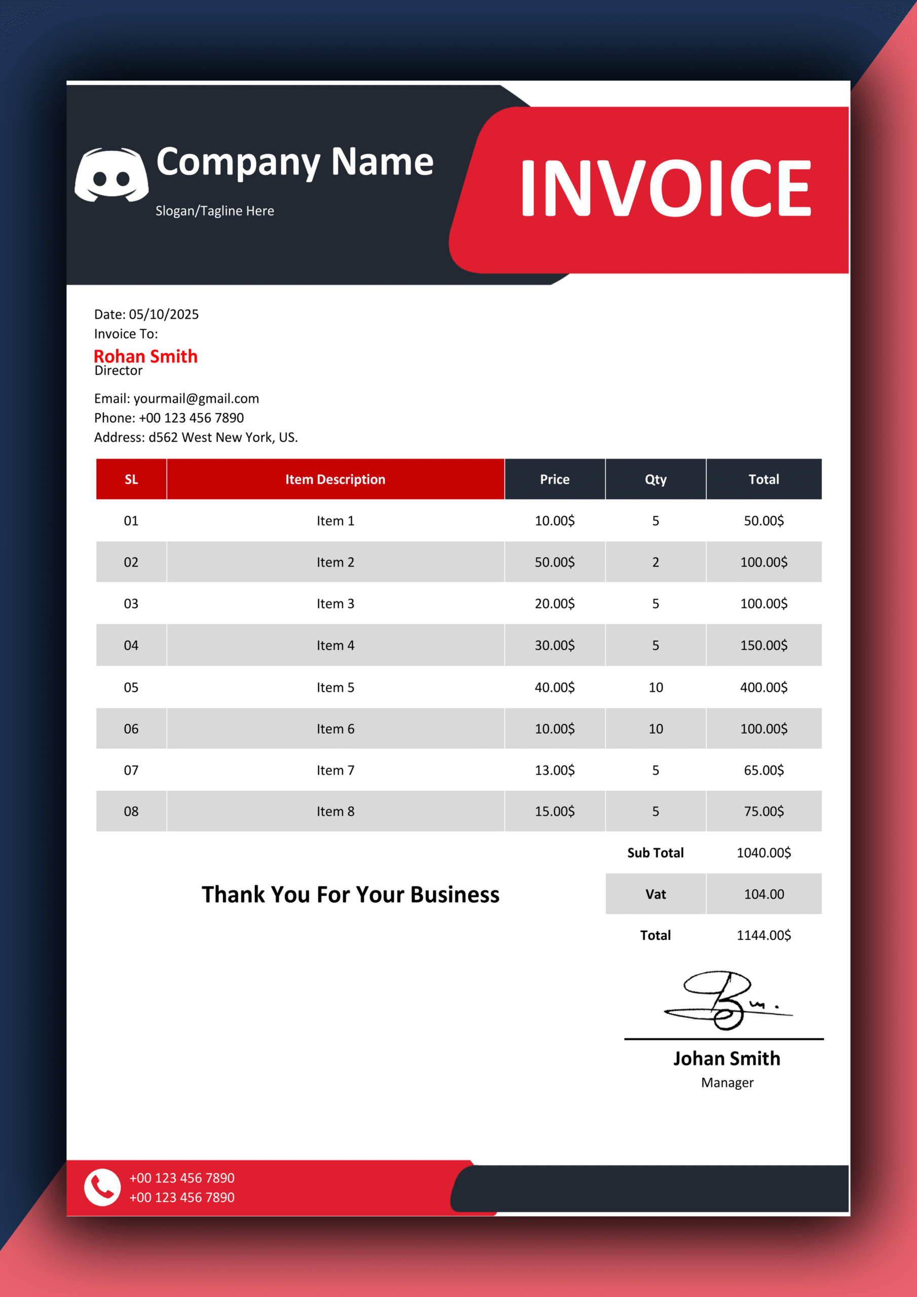 MS Word Invoice Template Design 19 - Fully Editable & Instant Download