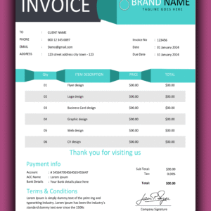 Premium MS Word Sales Invoice Template Design 15 - Fully Editable & Instant Download