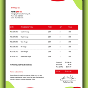 Premium MS Word Sales Invoice Template Design 17 - Fully Editable & Instant Download