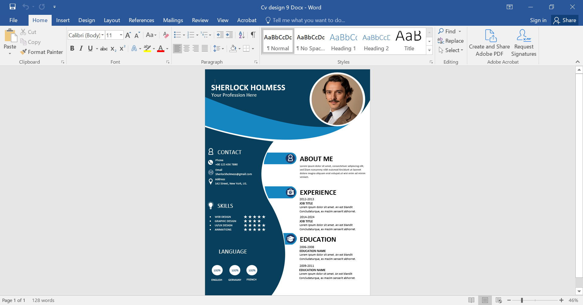 Professional MS Word CV Template Design 9 Preview