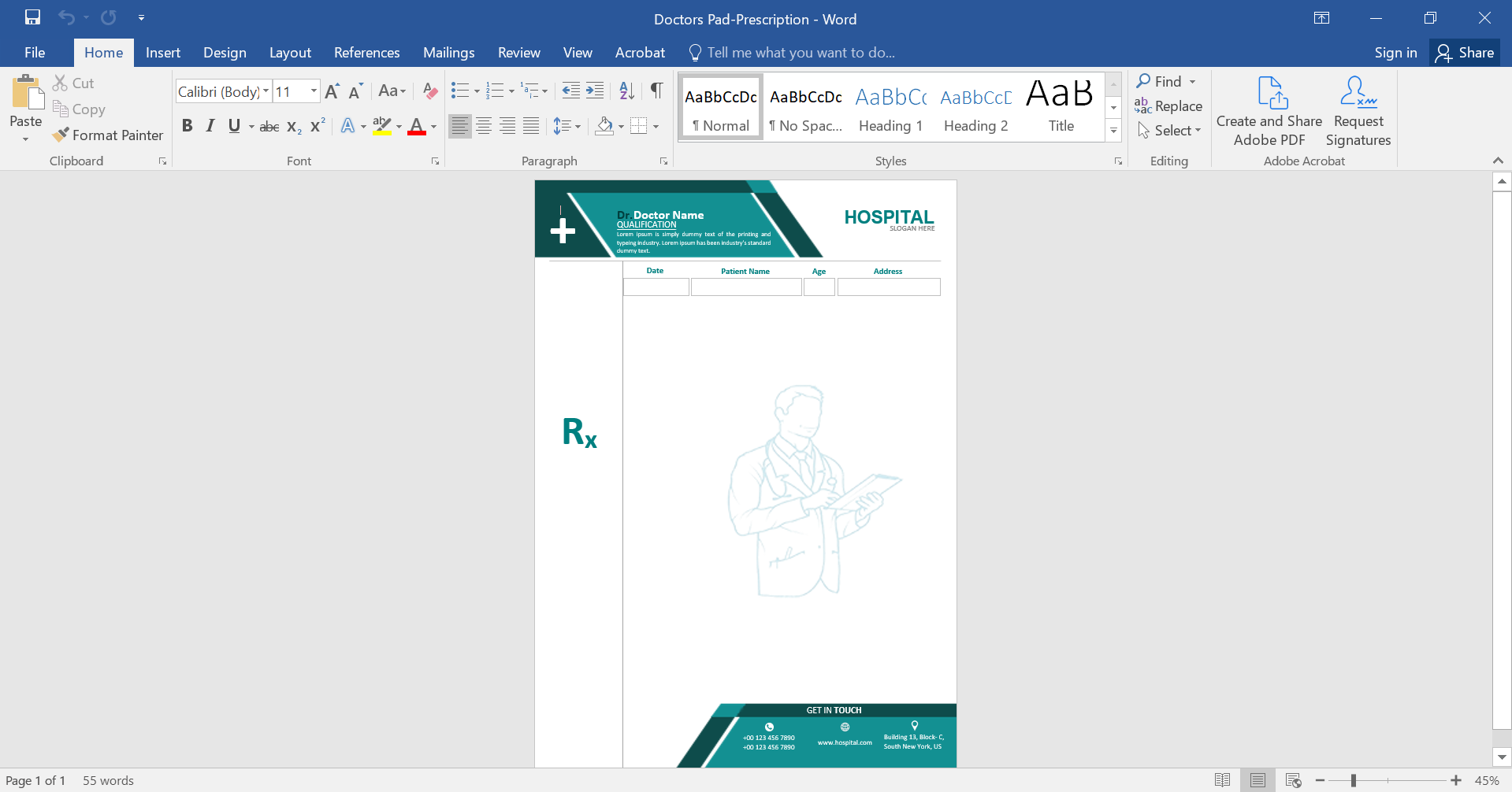 Enhanced Doctors Pad Prescription Template Design 1 Preview