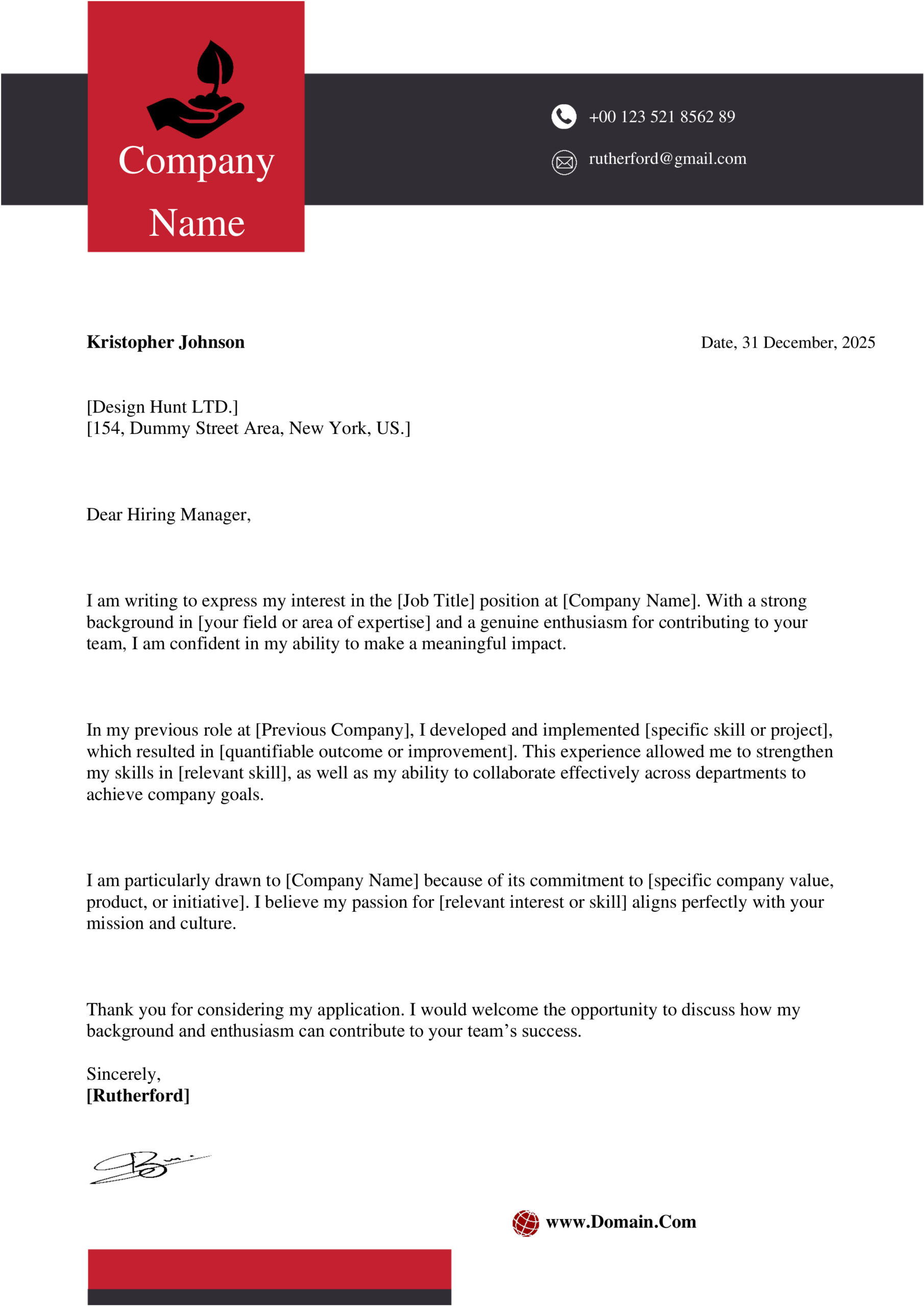 MS Word Cover Letter Design 1 - Fully Editable & Instant Download - Image 2