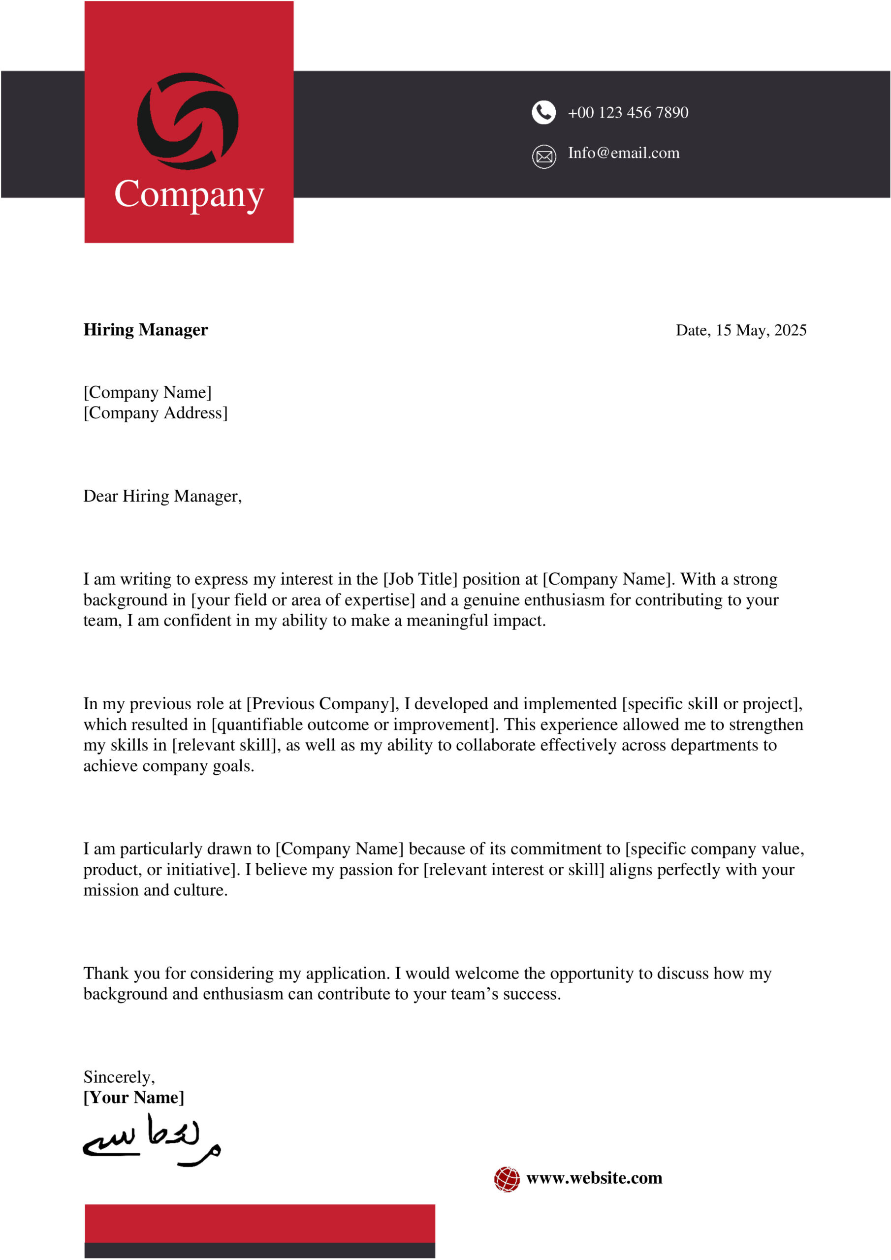 MS Word Cover Letter Design 1 - Fully Editable & Instant Download - Image 3