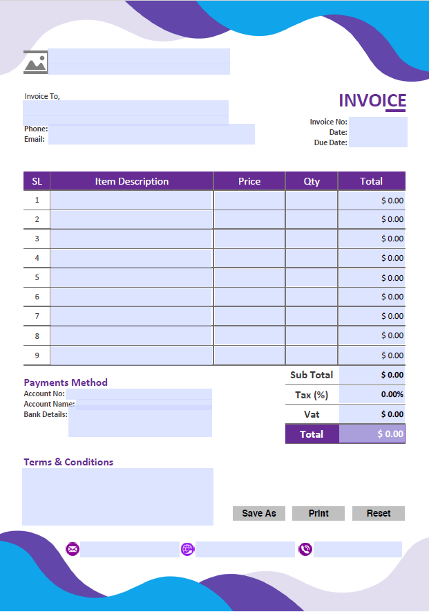 Fillable PDF Invoice Template Design 21 - Professional & Editable - Image 3
