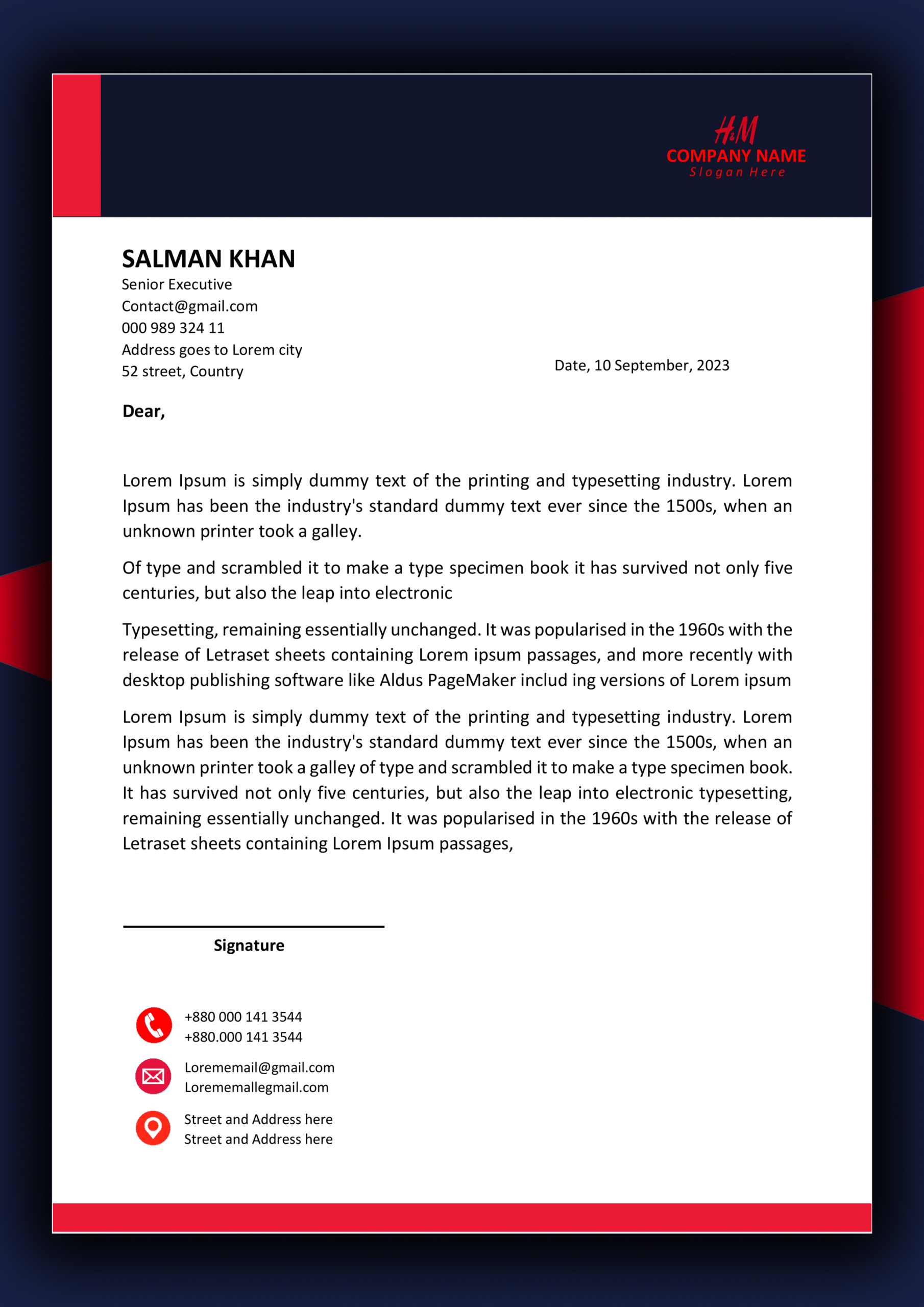 MS Word Cover Letter Design 2 - Fully Editable & Instant Download
